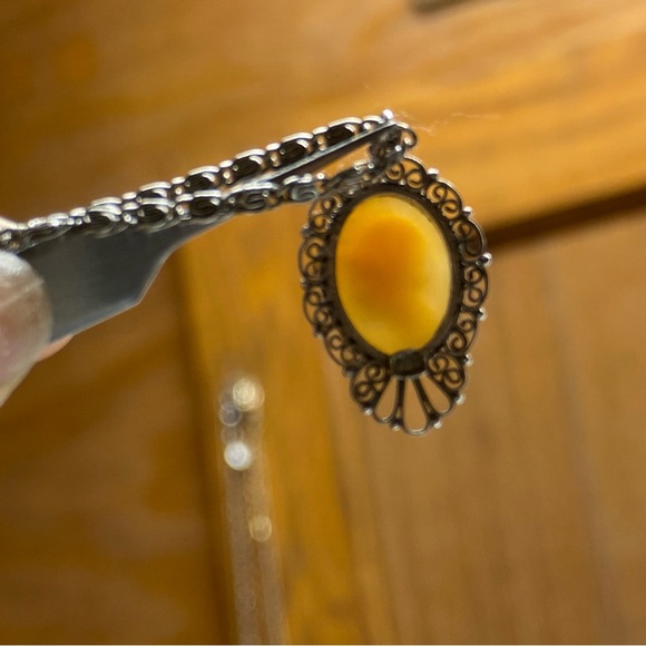 RARE Antique Vintage Shell Carved Cameo Necklace Left Facing Male Image 17” lgth - Picture 6 of 12